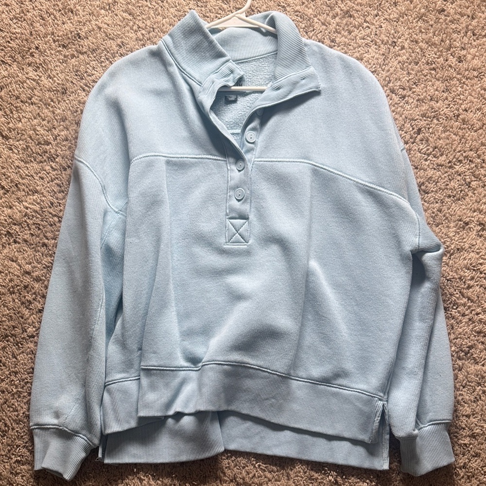 American Eagle Outfitters Sky Blue Button-Up Pullover